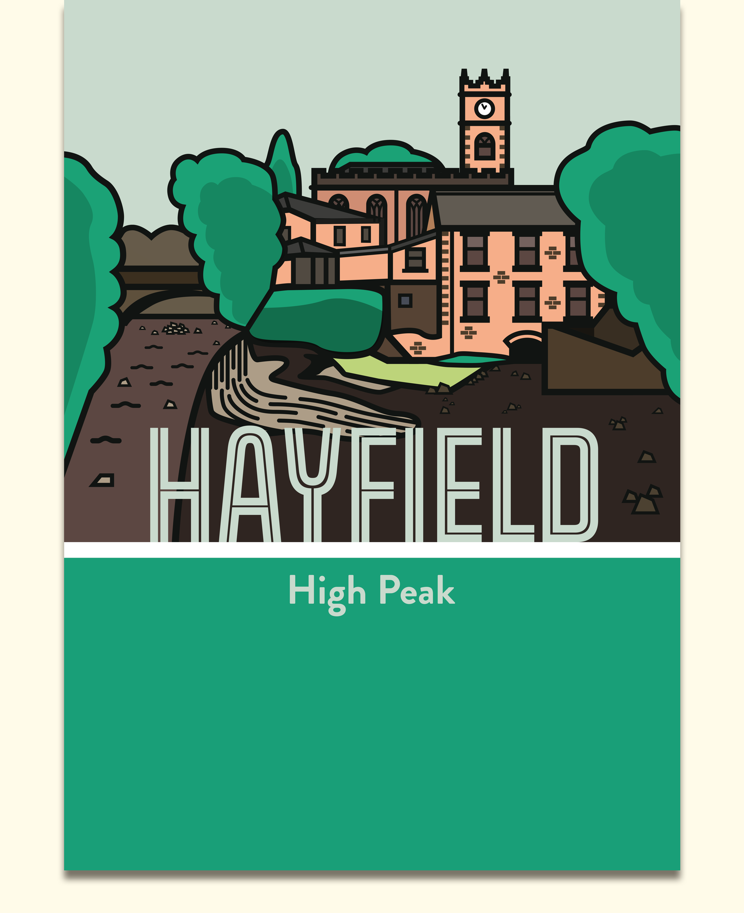 Hayfield High Peak Art Print | Derbyshire Travel Poster