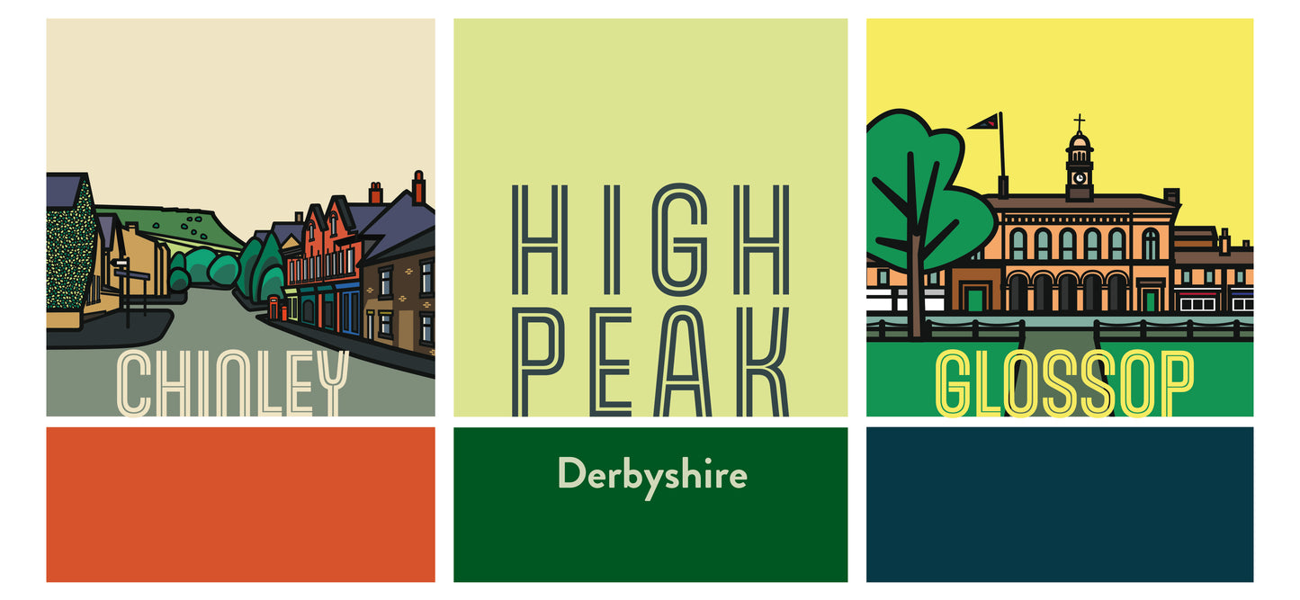 High Peak Illustrated Art Print | Derbyshire UK