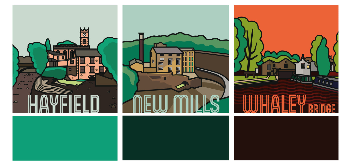 High Peak Illustrated Art Print | Derbyshire UK