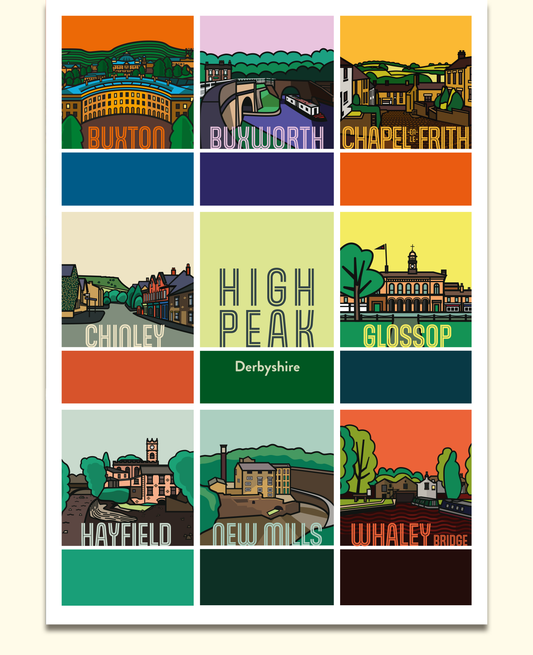 High Peak Illustrated Art Print | Derbyshire UK