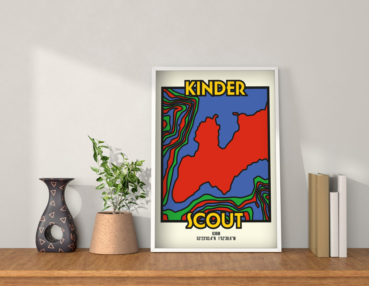Kinder Scout Peak District Art Print | Illustrated Topographic Contour Map Poster