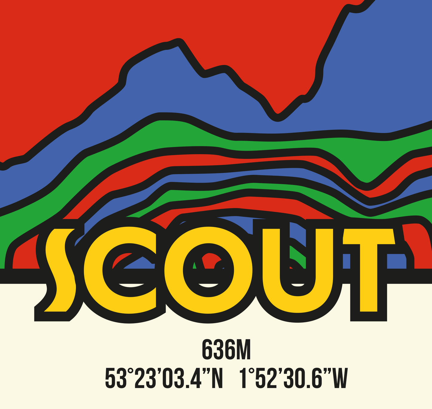 Kinder Scout Peak District Art Print | Illustrated Topographic Contour Map Poster