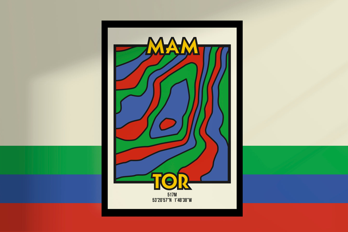 Mam Tor Peak District Art Print | Illustrated Topographic Contour Map Poster