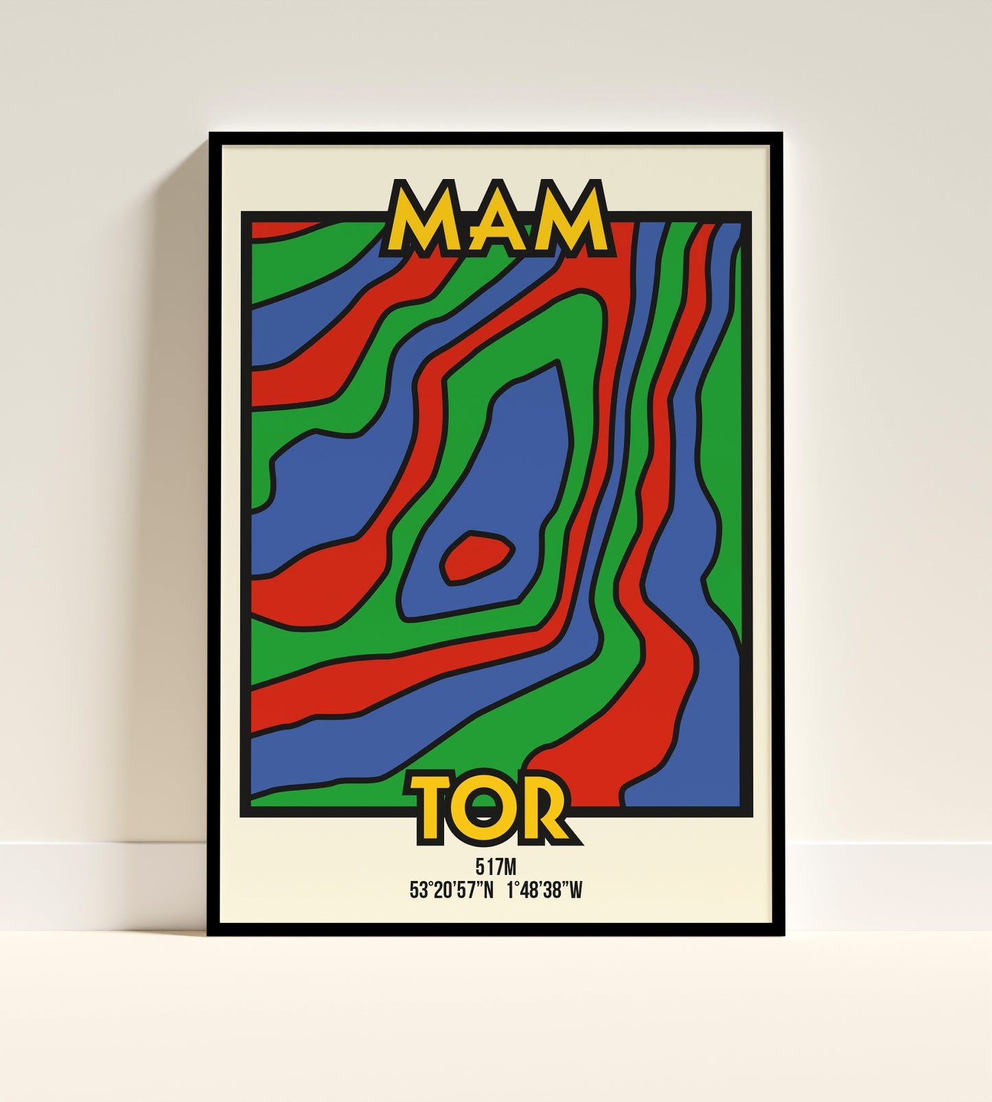 Mam Tor Peak District Art Print | Illustrated Topographic Contour Map Poster