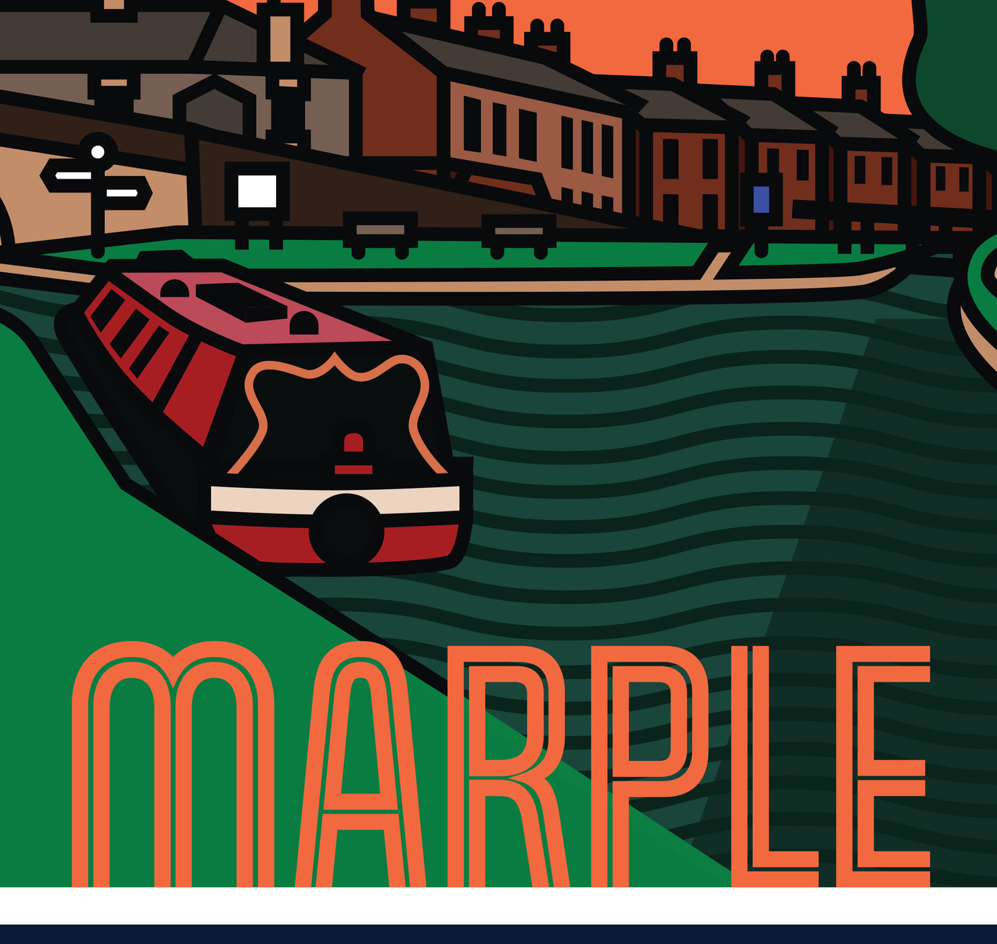 Marple Stockport Art Print | Illustrated Travel Poster