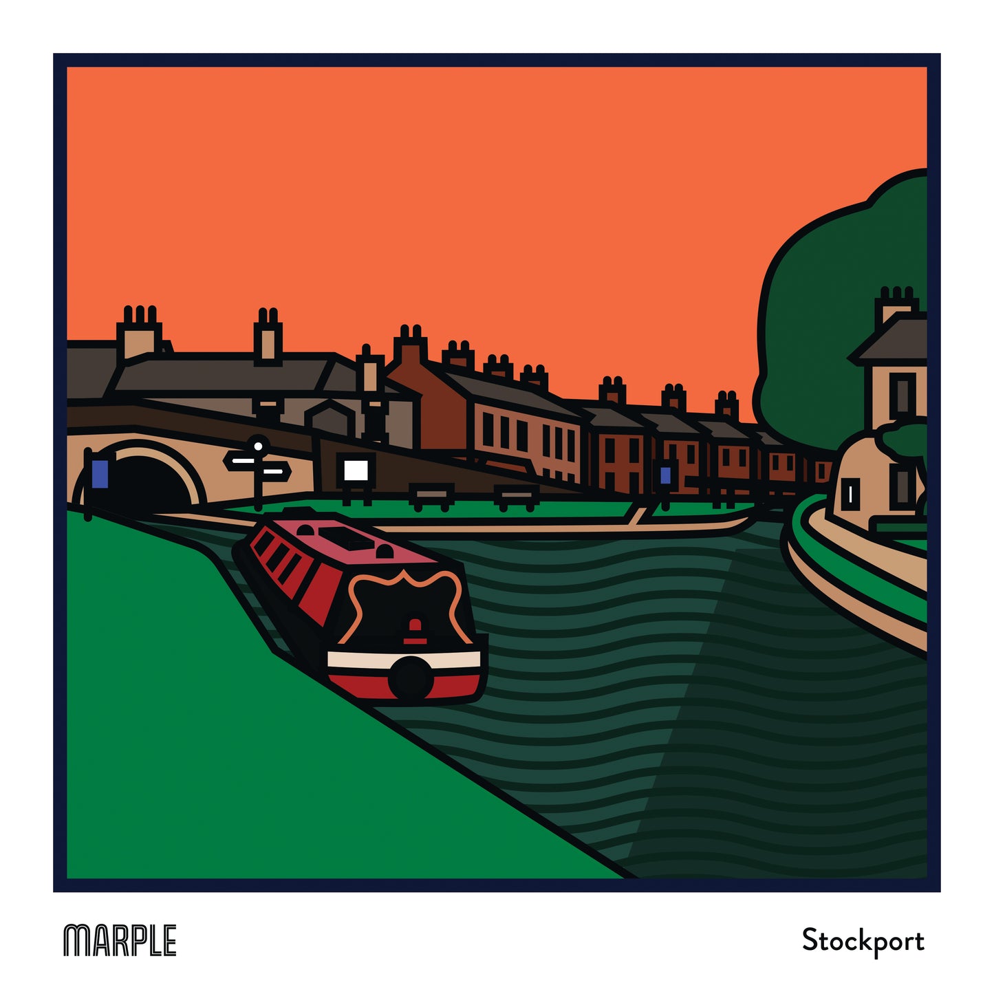 Marple Stockport Art Print | Illustrated Travel Poster