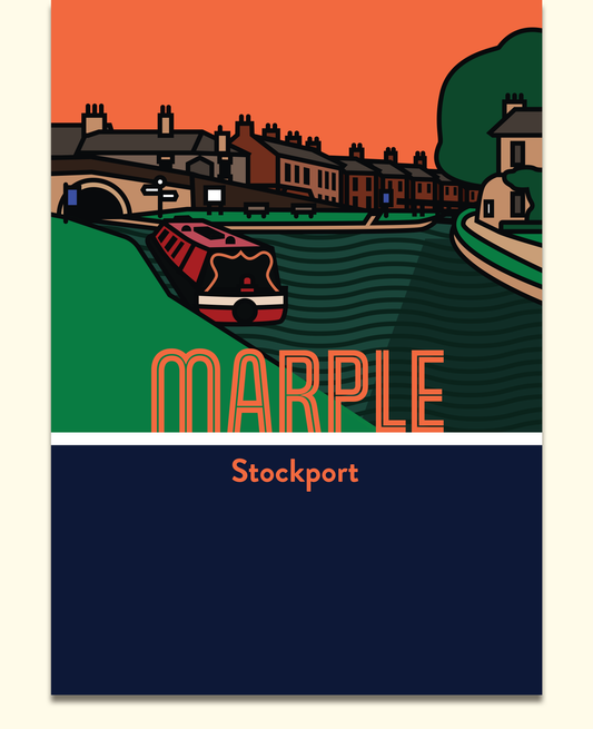 Marple Stockport Art Print | Illustrated Travel Poster