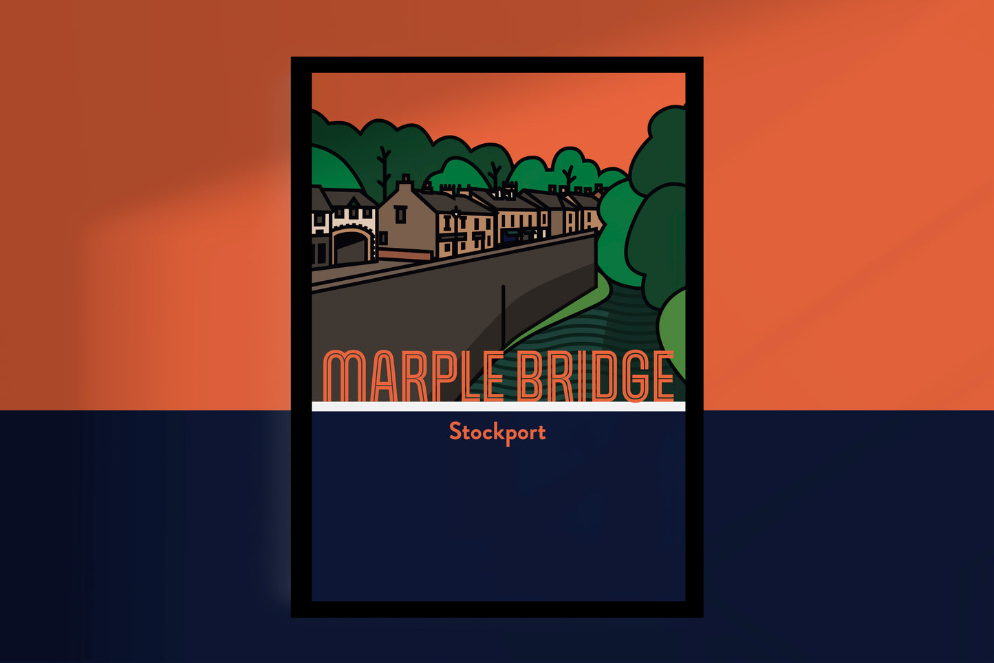 Marple Bridge High Peak Art Print | Illustrated Travel Poster