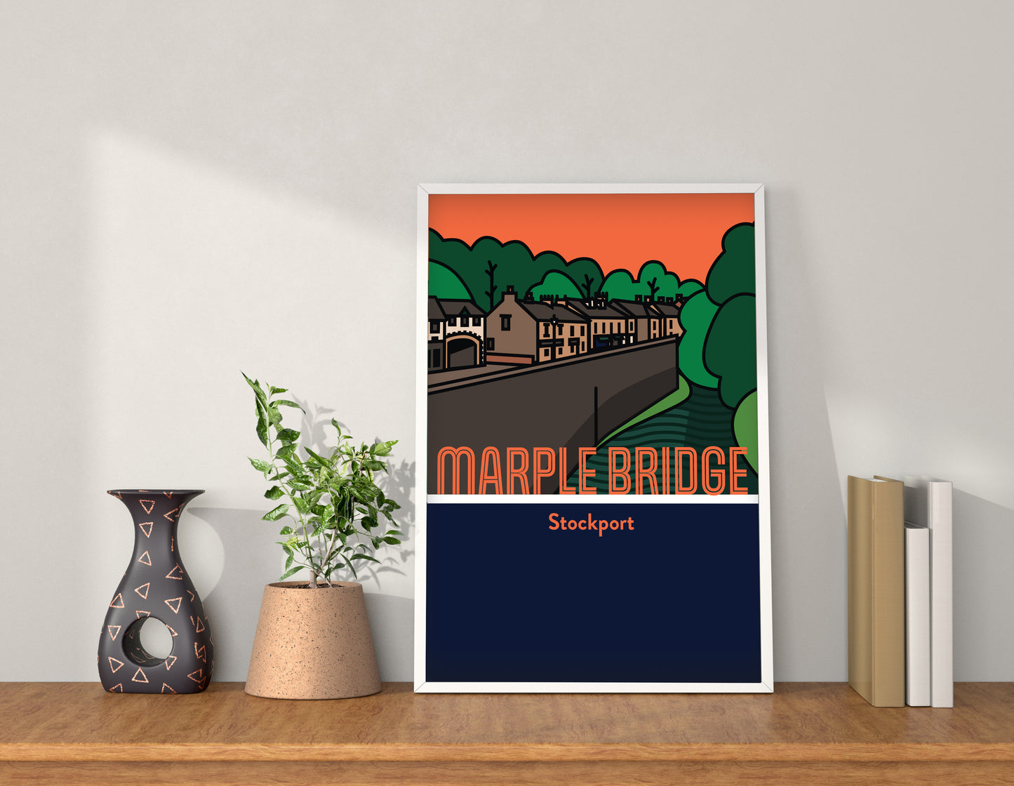 Marple Bridge High Peak Art Print | Illustrated Travel Poster