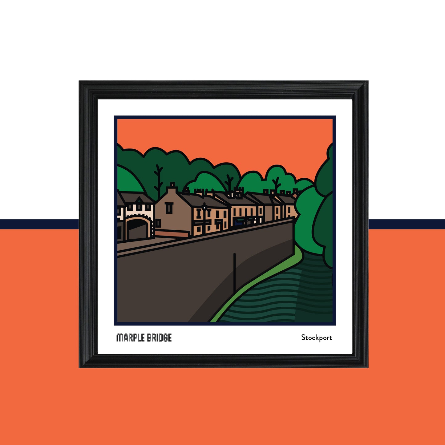 Marple Bridge High Peak Art Print | Illustrated Travel Poster