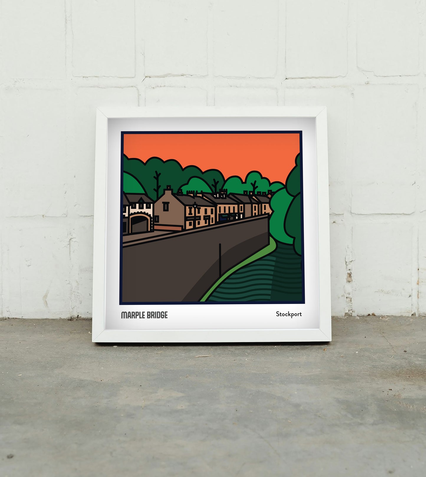 Marple Bridge High Peak Art Print | Illustrated Travel Poster