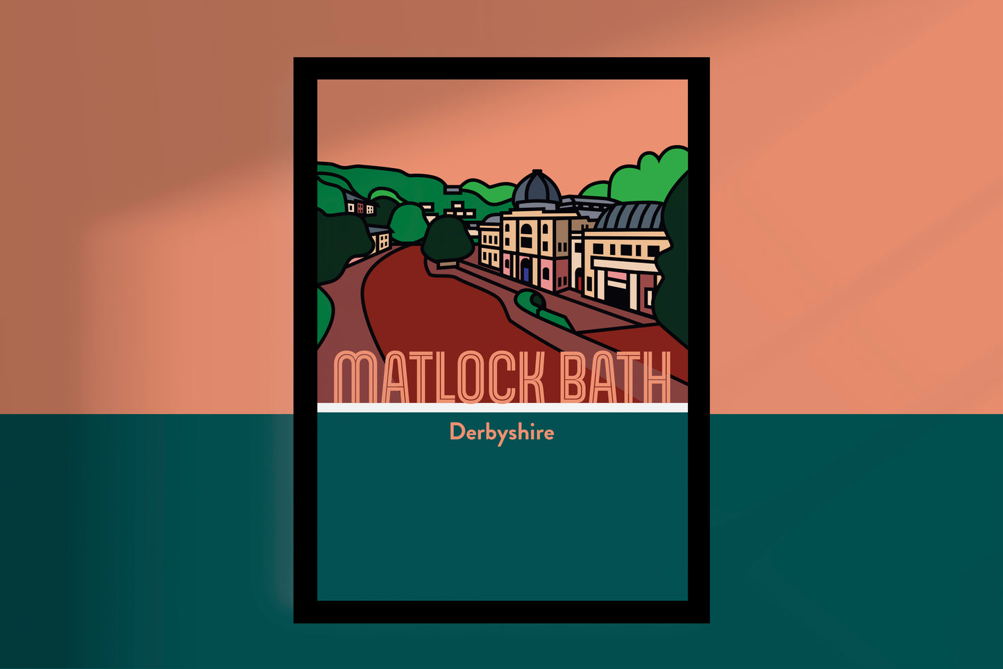 Matlock Bath Derbyshire Dales Art Print | Illustrated Travel Poster