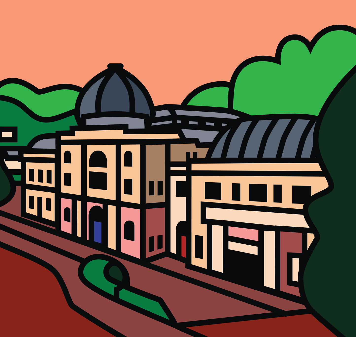 Matlock Bath Derbyshire Dales Art Print | Illustrated Travel Poster