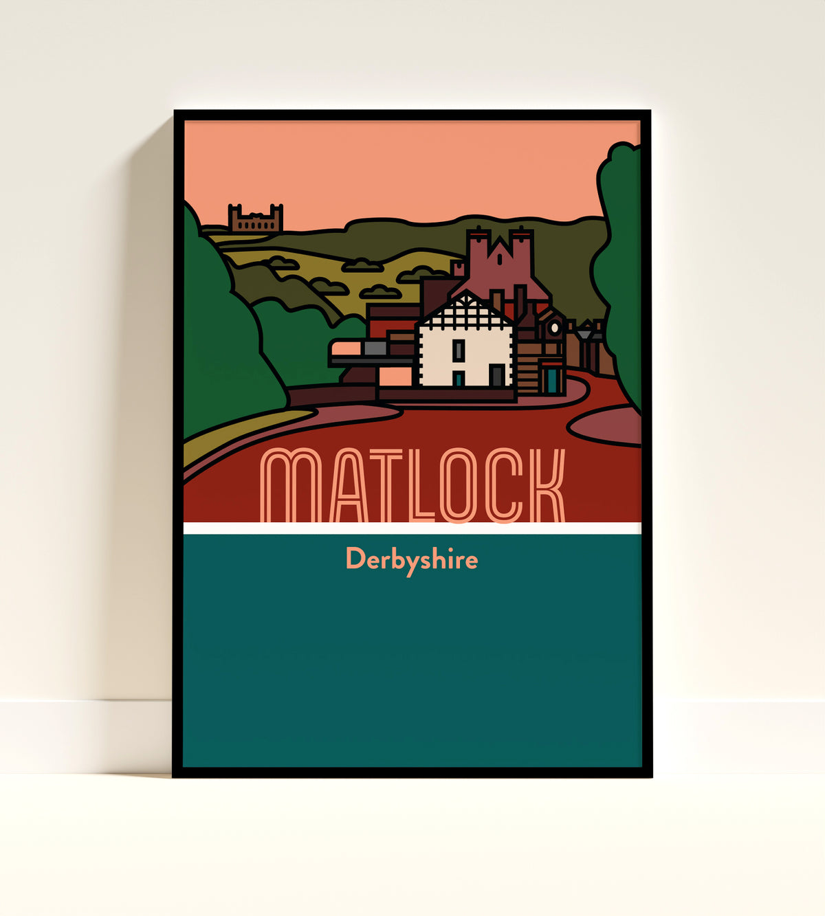 Matlock Derbyshire Dales Art Print | Illustrated Travel Poster