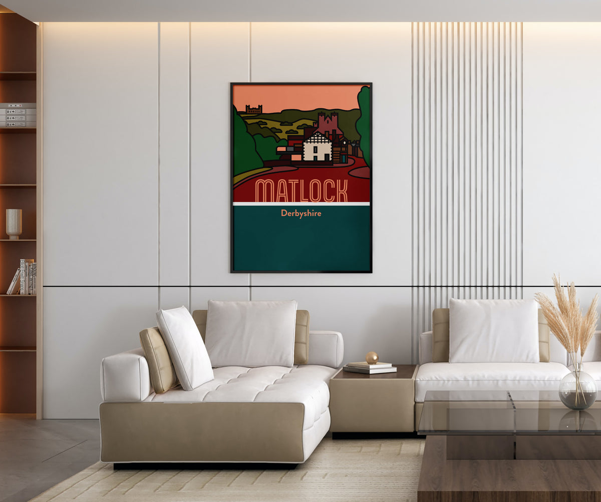 Matlock Derbyshire Dales Art Print | Illustrated Travel Poster