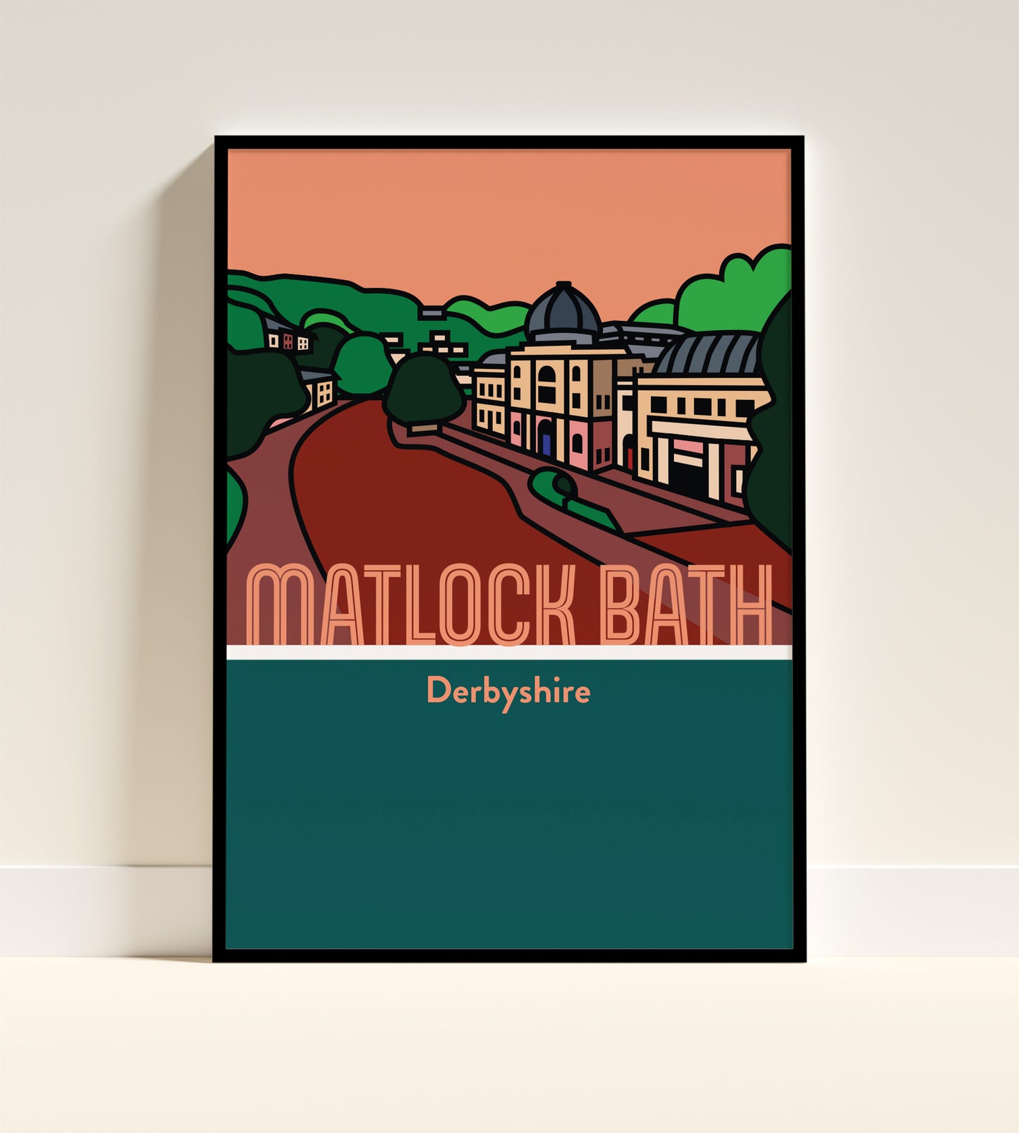 Matlock Bath Derbyshire Dales Art Print | Illustrated Travel Poster