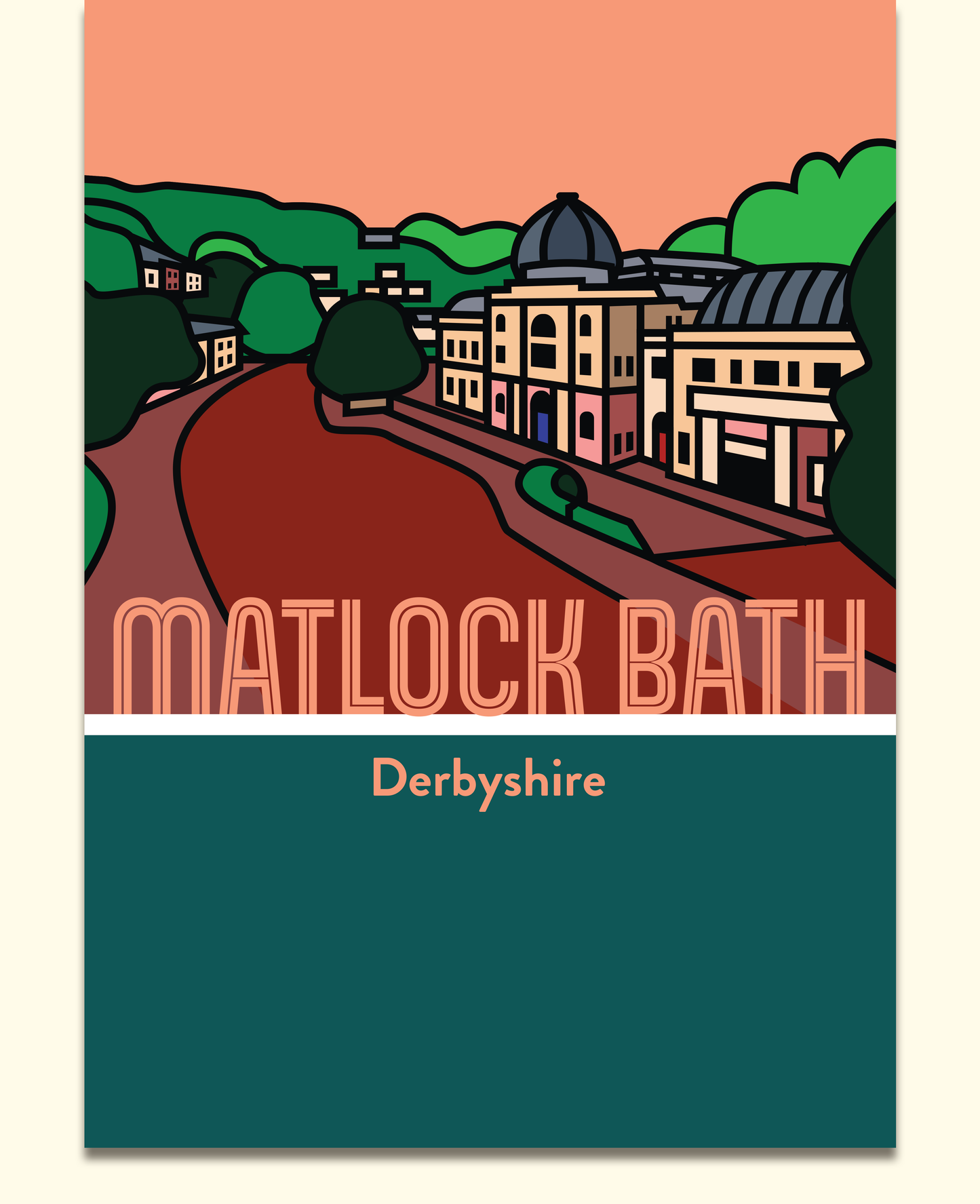 Matlock Bath Derbyshire Dales Art Print | Illustrated Travel Poster
