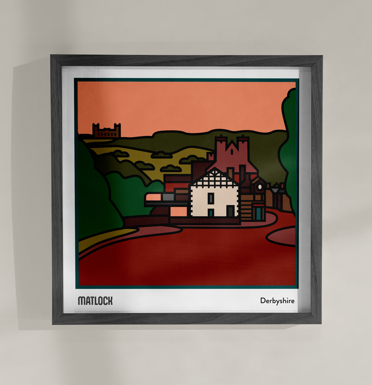 Matlock Derbyshire Dales Art Print | Illustrated Travel Poster