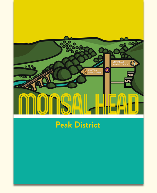 Monsal Head Peak District Art Print | Illustrated Travel Poster