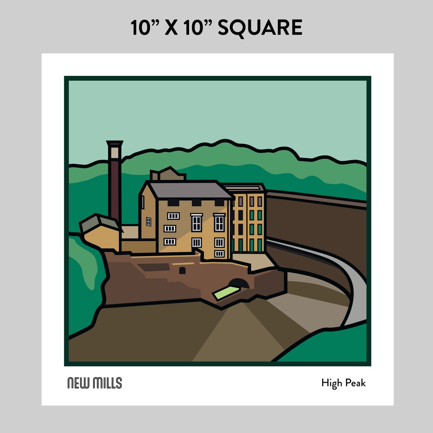 New Mills High Peak Art Print | Illustrated Travel Poster