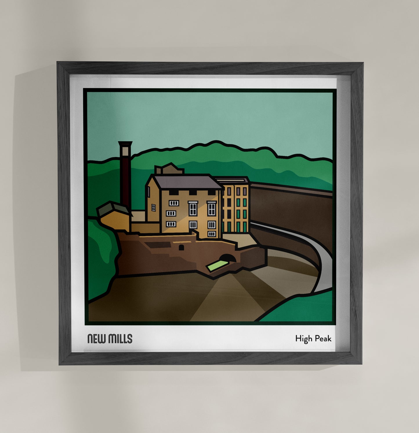New Mills High Peak Art Print | Illustrated Travel Poster