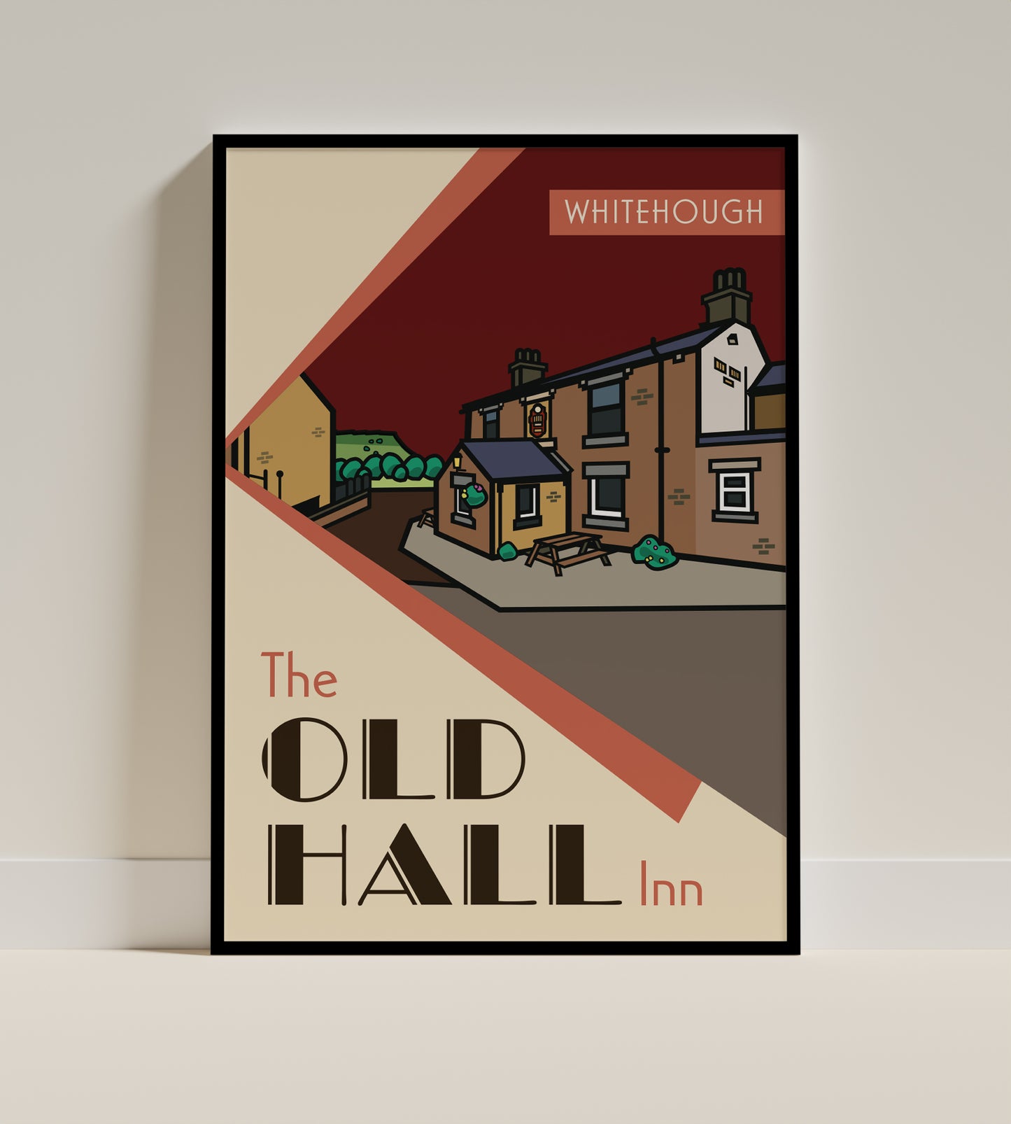 The Old Hall Whitehough, Chinley, High Peak Illustrated Pub Poster