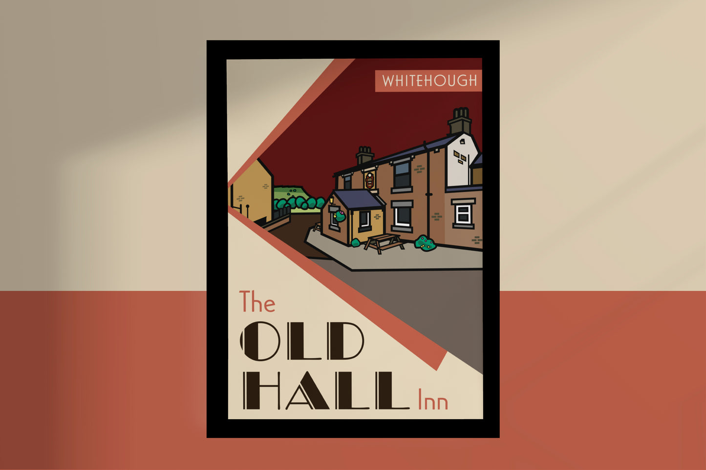 The Old Hall Whitehough, Chinley, High Peak Illustrated Pub Poster