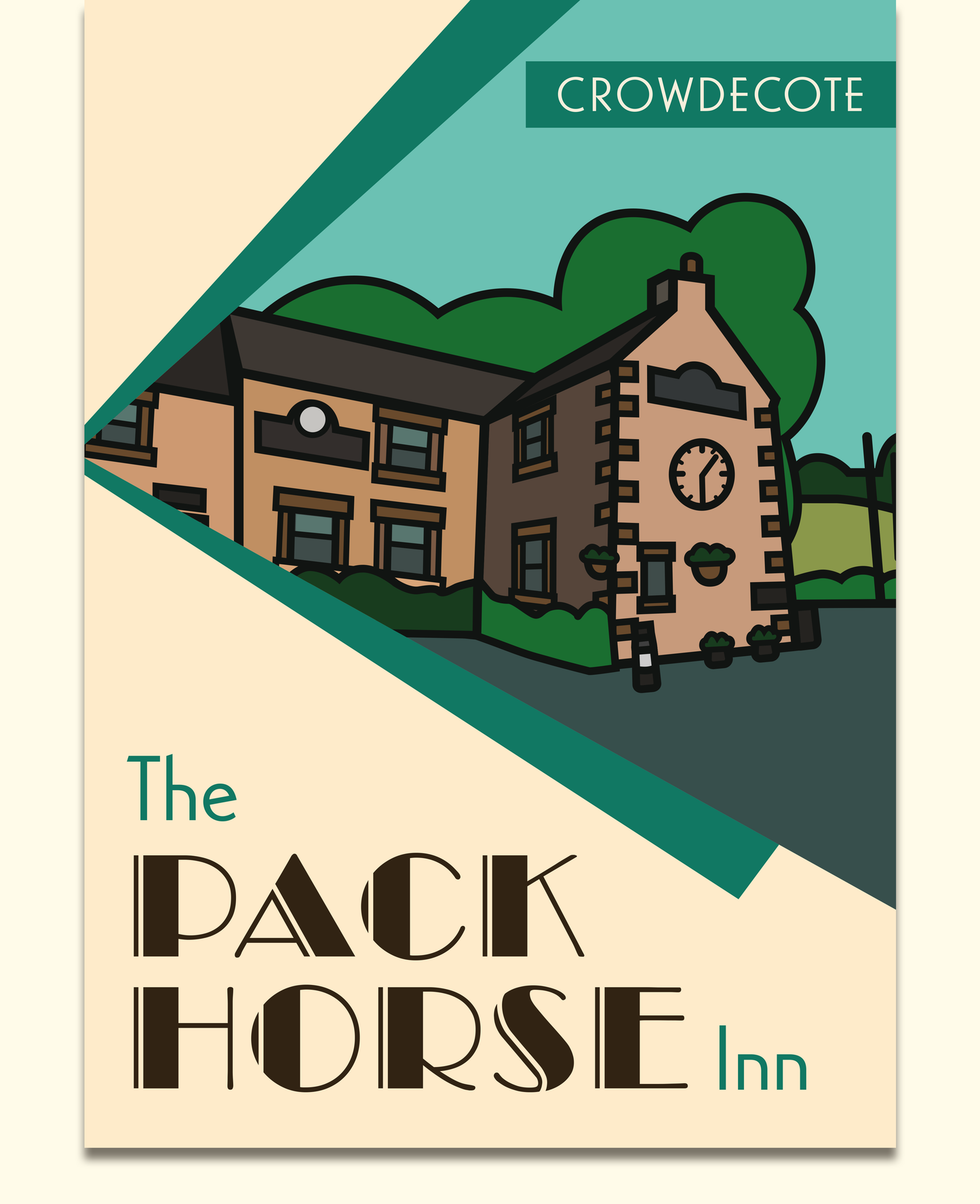 Pack Horse Inn, Crowdecote, Peak District Illustrated Pub Poster