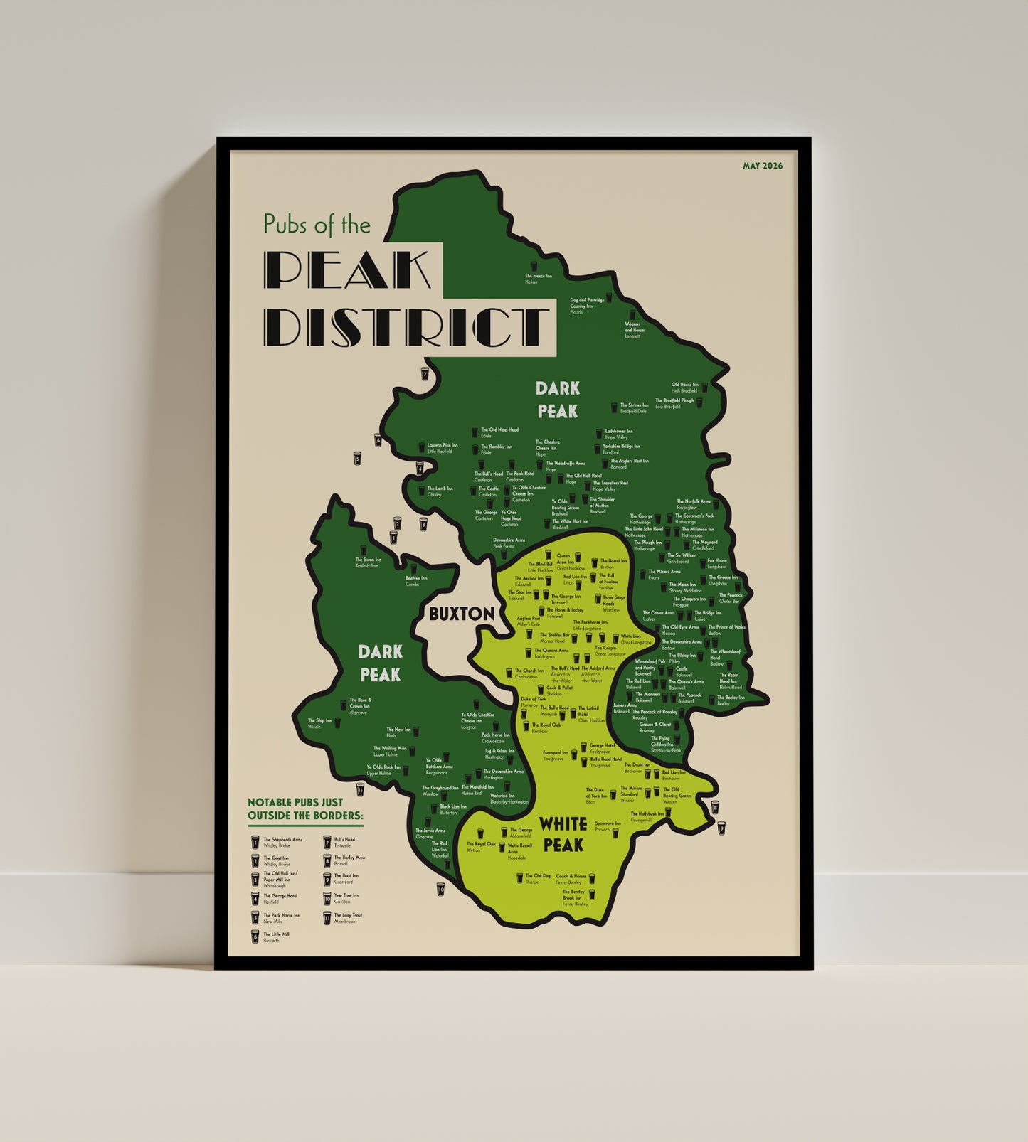 Pubs of the Peak District | Illustrated Art Print Map