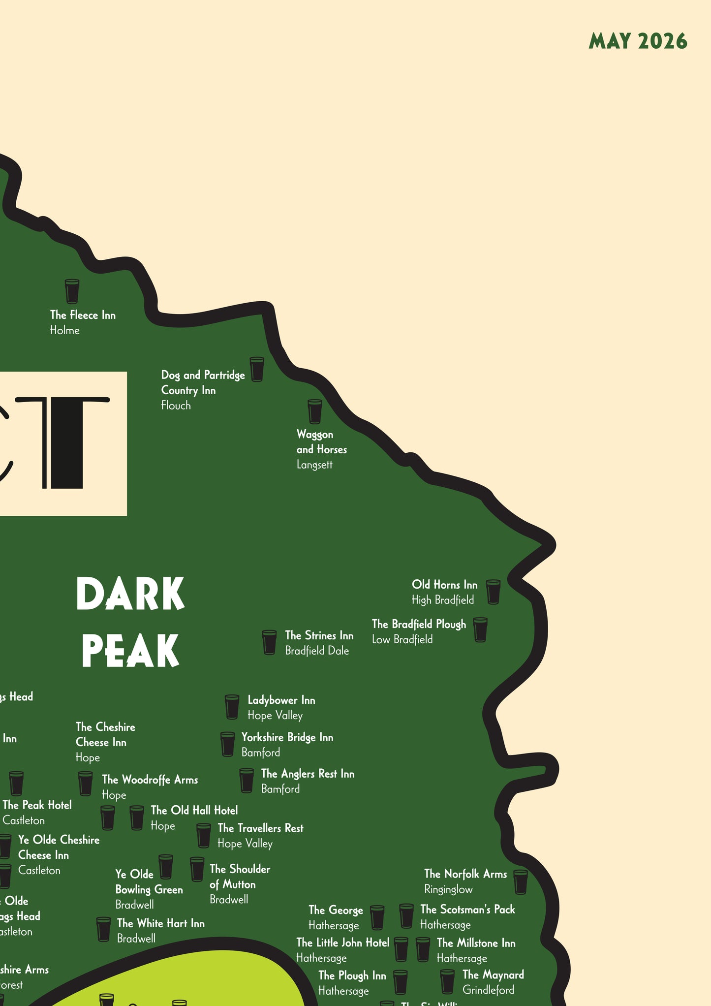 Pubs of the Peak District | Illustrated Art Print Map