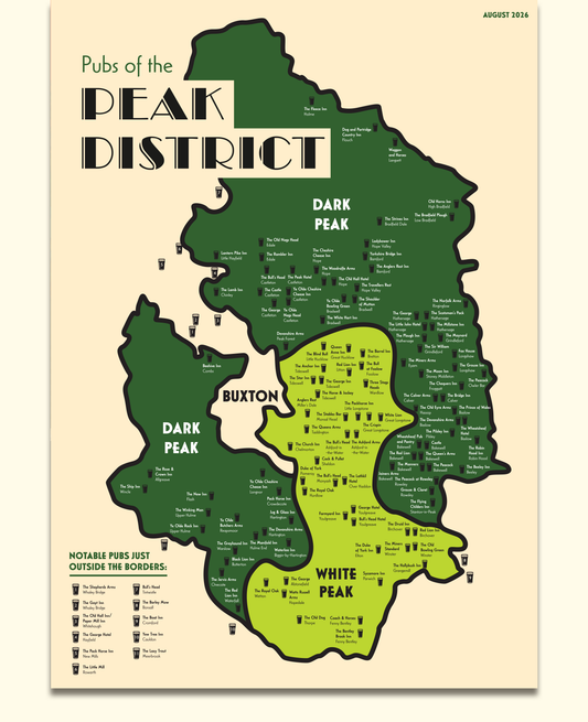 Pubs of the Peak District | Illustrated Art Print Map