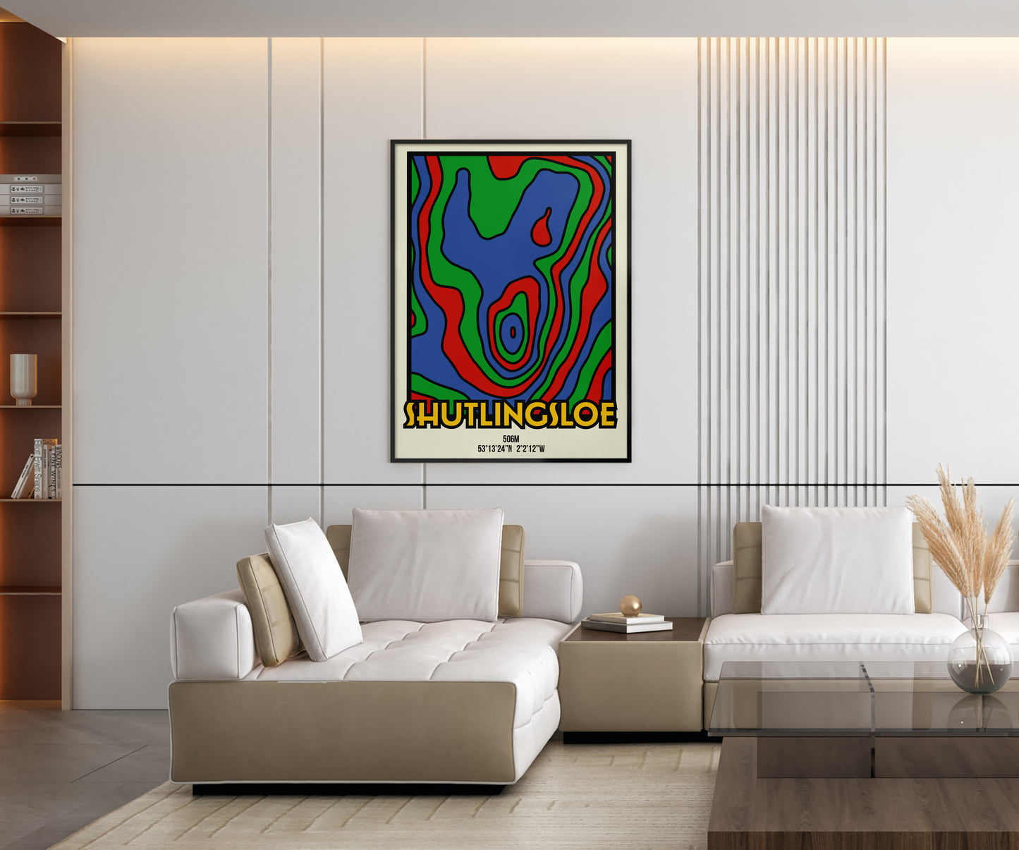 Shutlingsloe Macclesfield Cheshire Peak District Art Print | Illustrated Topographic Contour Map Poster