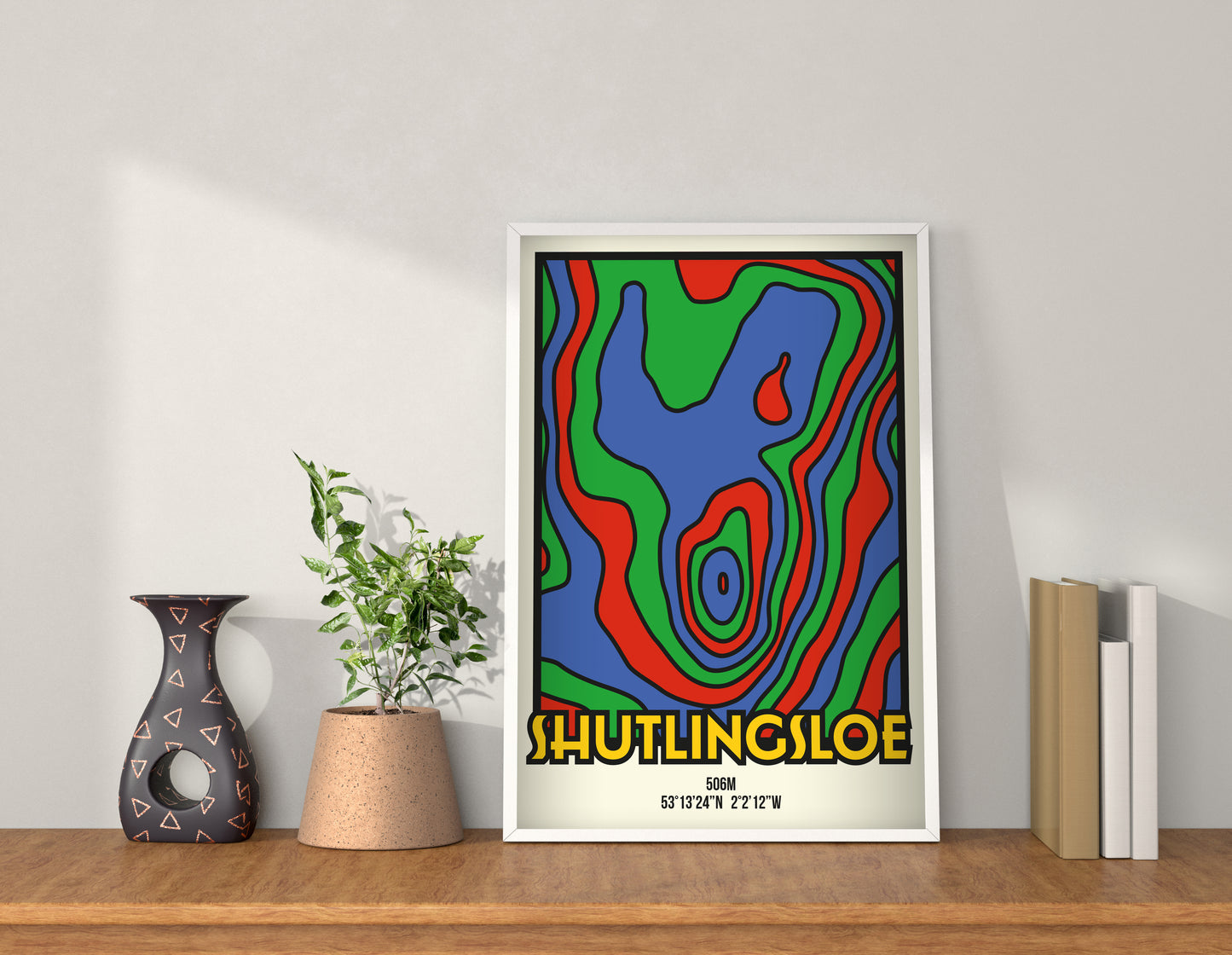 Shutlingsloe Macclesfield Cheshire Peak District Art Print | Illustrated Topographic Contour Map Poster