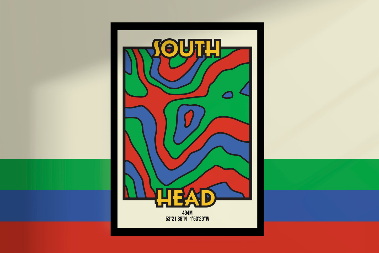 South Head High Peak Art Print | Illustrated Topographic Contour Map Poster
