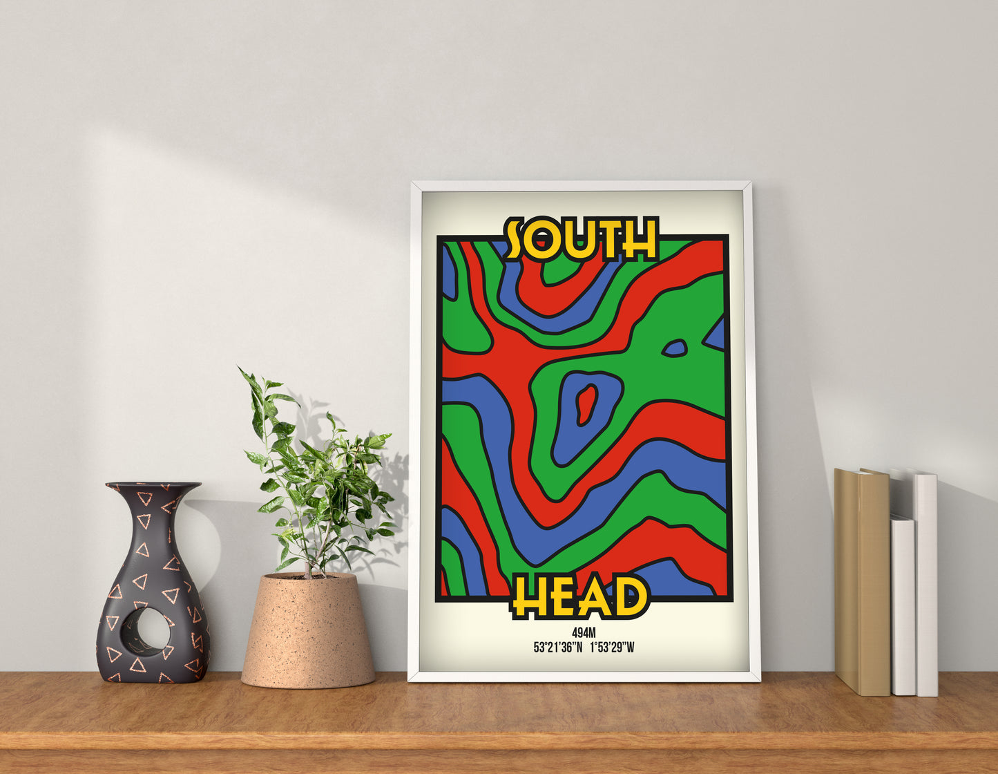 South Head High Peak Art Print | Illustrated Topographic Contour Map Poster
