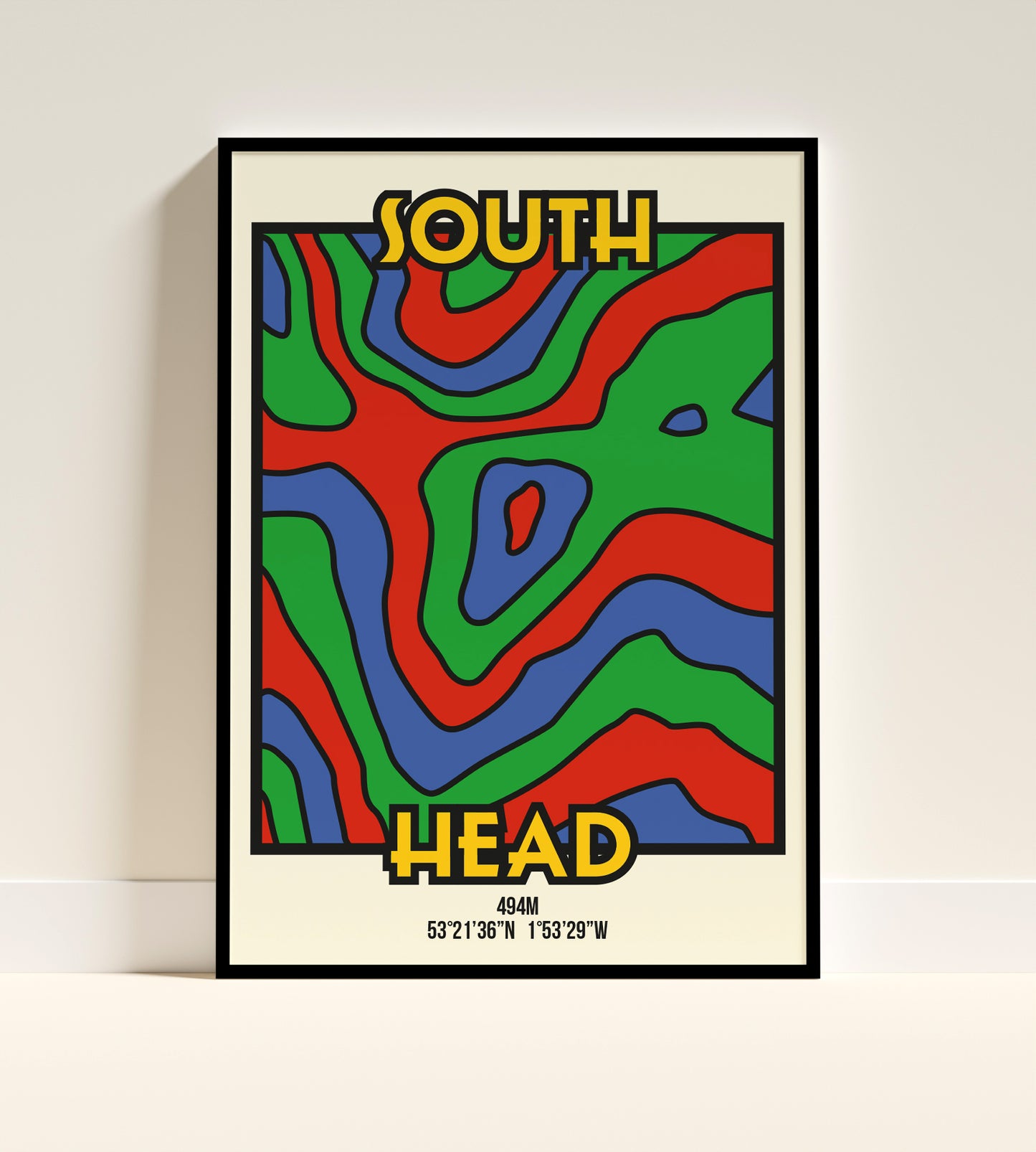 South Head High Peak Art Print | Illustrated Topographic Contour Map Poster