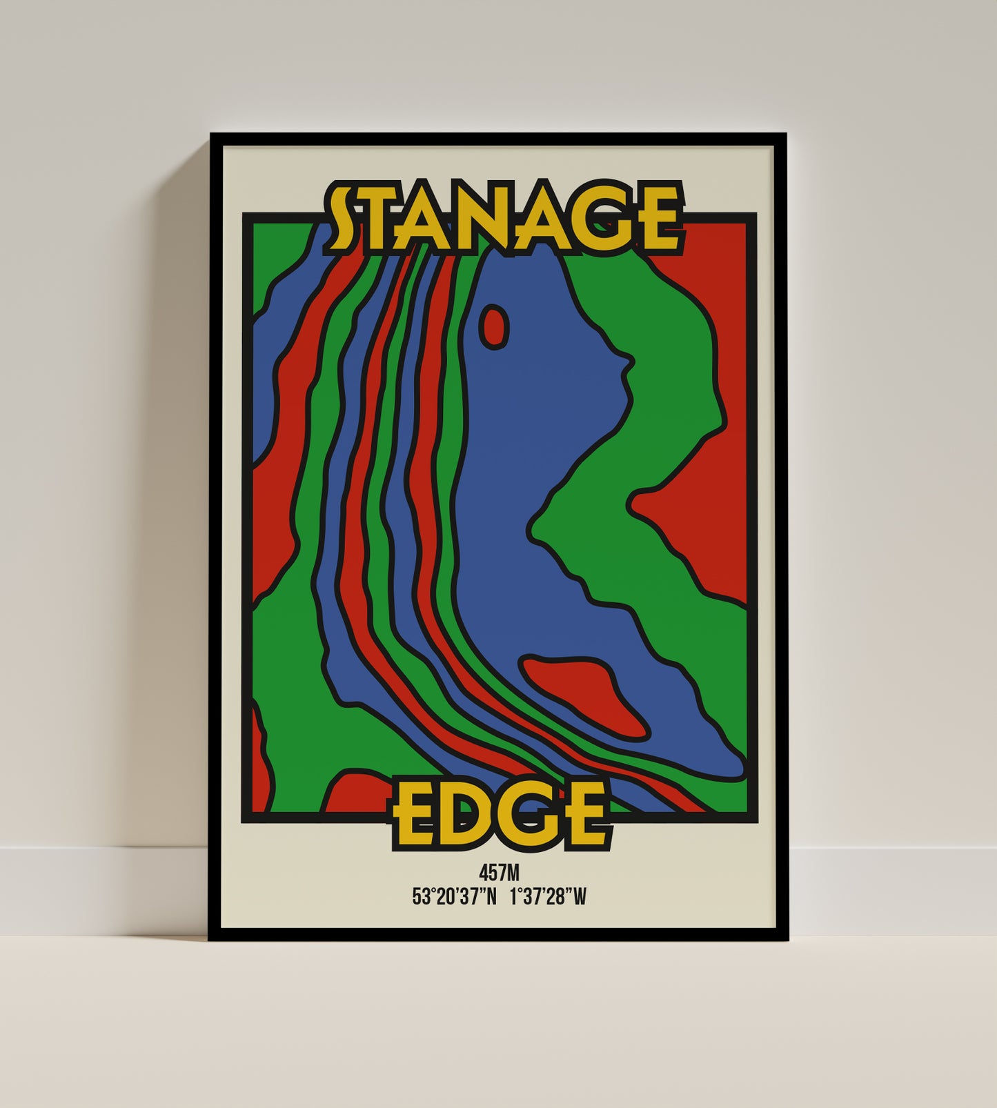 Stanage Edge Peak District Art Print | Illustrated Topographic Contour Map Poster