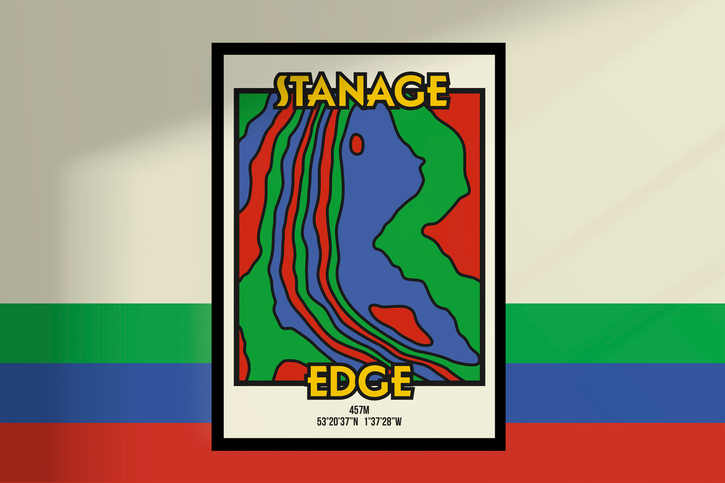 Stanage Edge Peak District Art Print | Illustrated Topographic Contour Map Poster