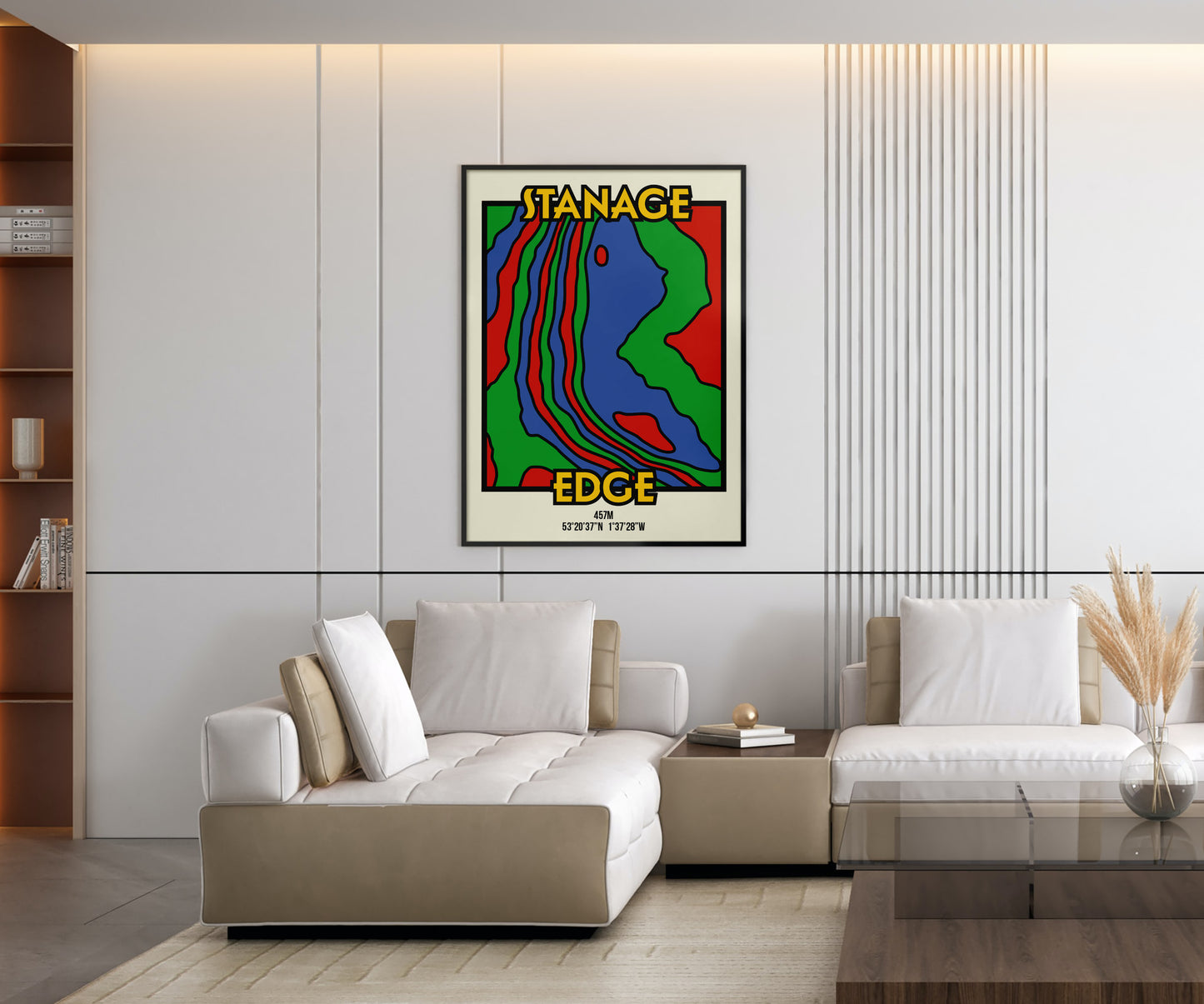Stanage Edge Peak District Art Print | Illustrated Topographic Contour Map Poster
