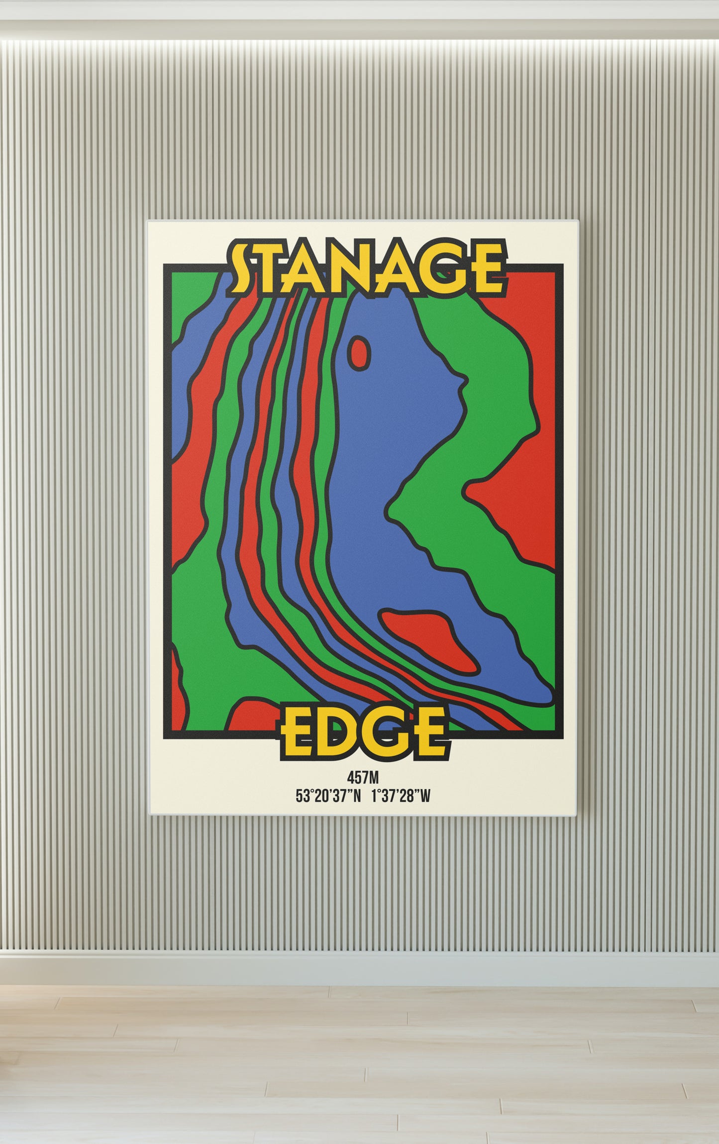 Stanage Edge Peak District Art Print | Illustrated Topographic Contour Map Poster
