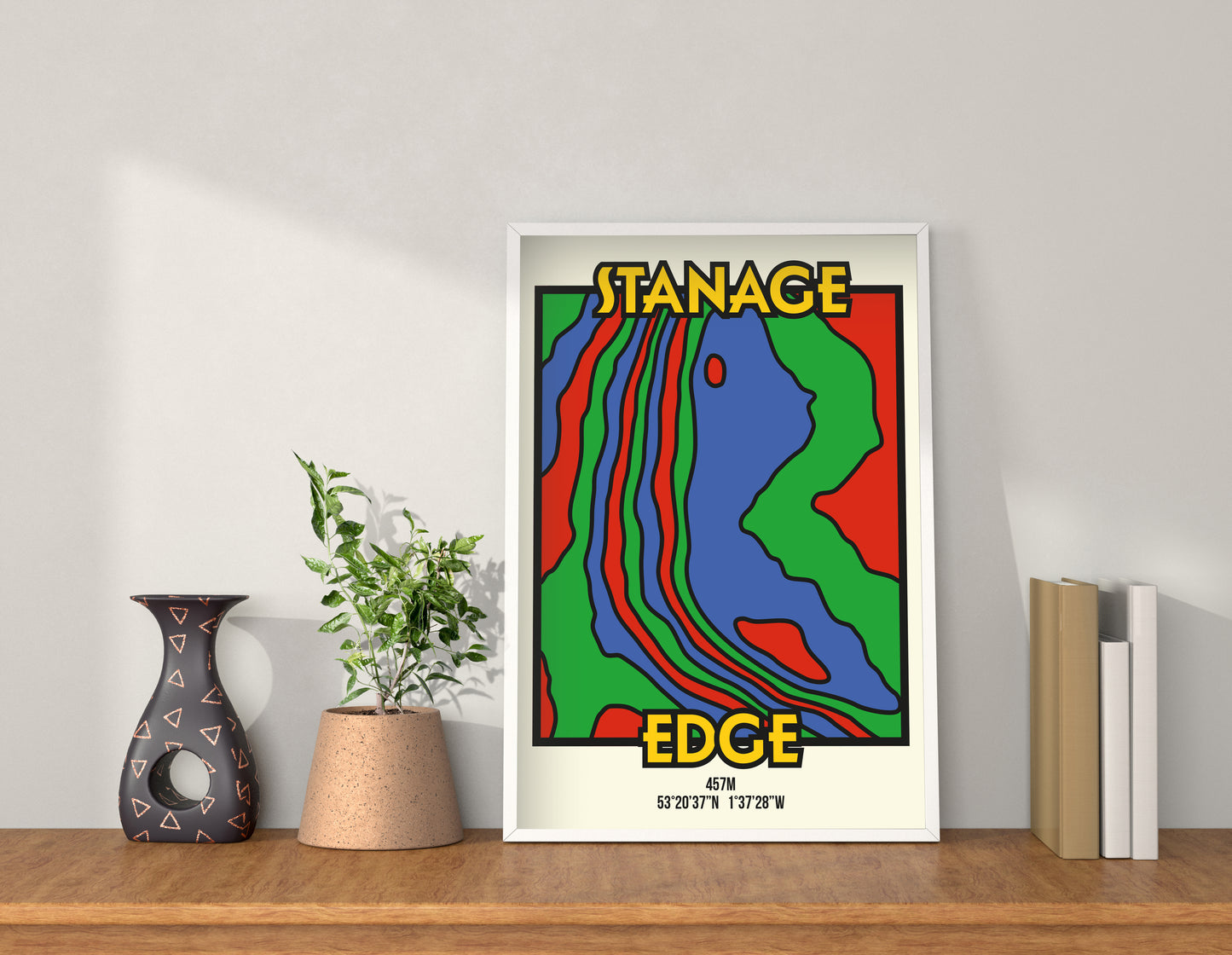 Stanage Edge Peak District Art Print | Illustrated Topographic Contour Map Poster