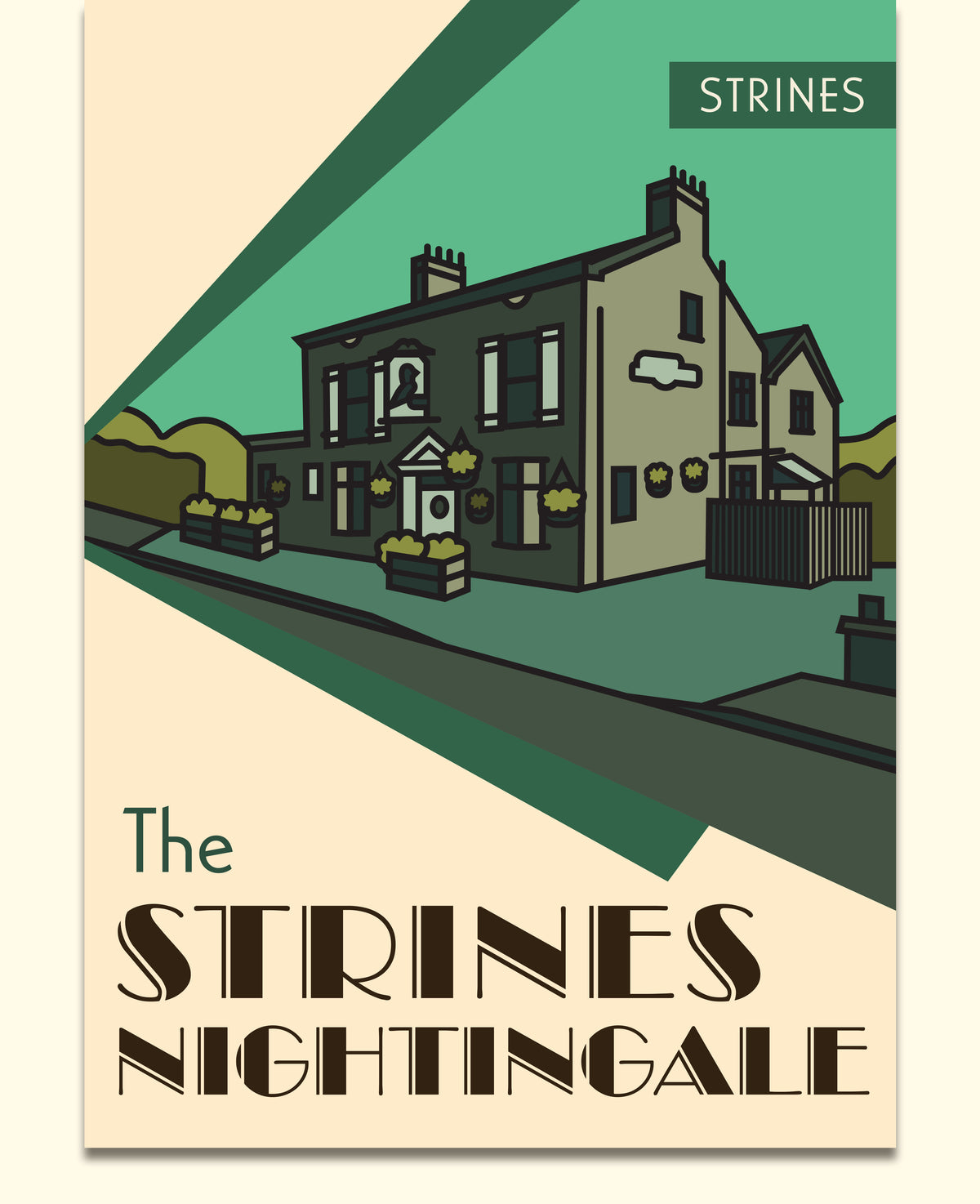 The Strines Nightingale, Strines, Marple, Stockport Illustrated Pub Poster