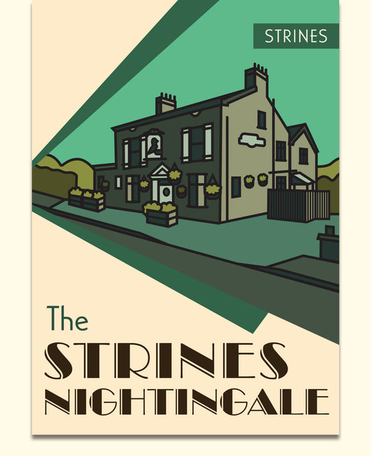 The Strines Nightingale, Strines, Marple, Stockport Illustrated Pub Poster