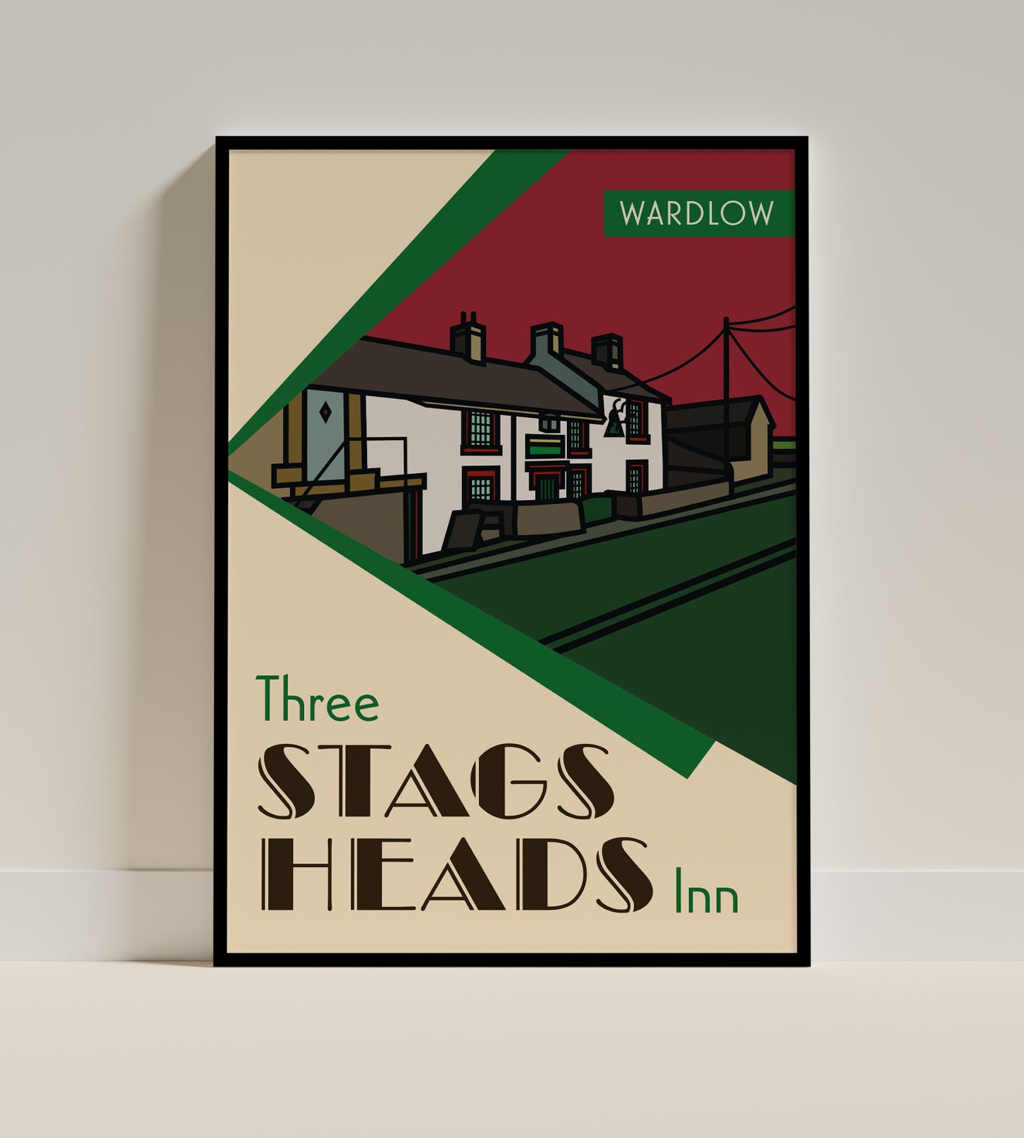 Three Stags Heads, Wardlow, Peak District Illustrated Pub Poster