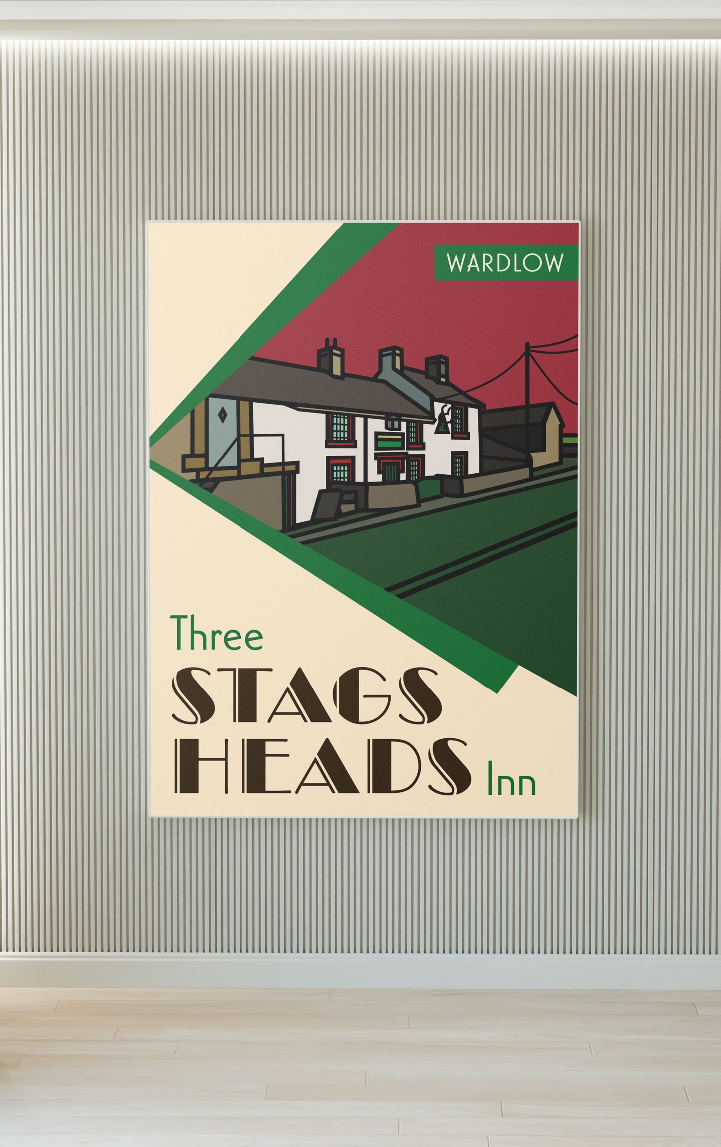 Three Stags Heads, Wardlow, Peak District Illustrated Pub Poster
