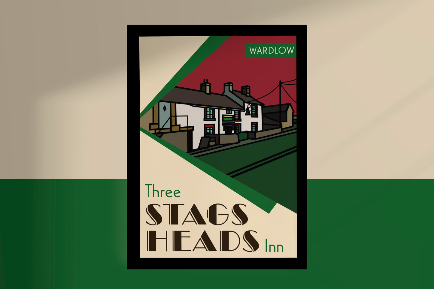 Three Stags Heads, Wardlow, Peak District Illustrated Pub Poster