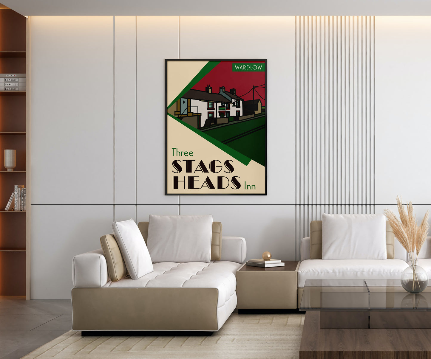 Three Stags Heads, Wardlow, Peak District Illustrated Pub Poster