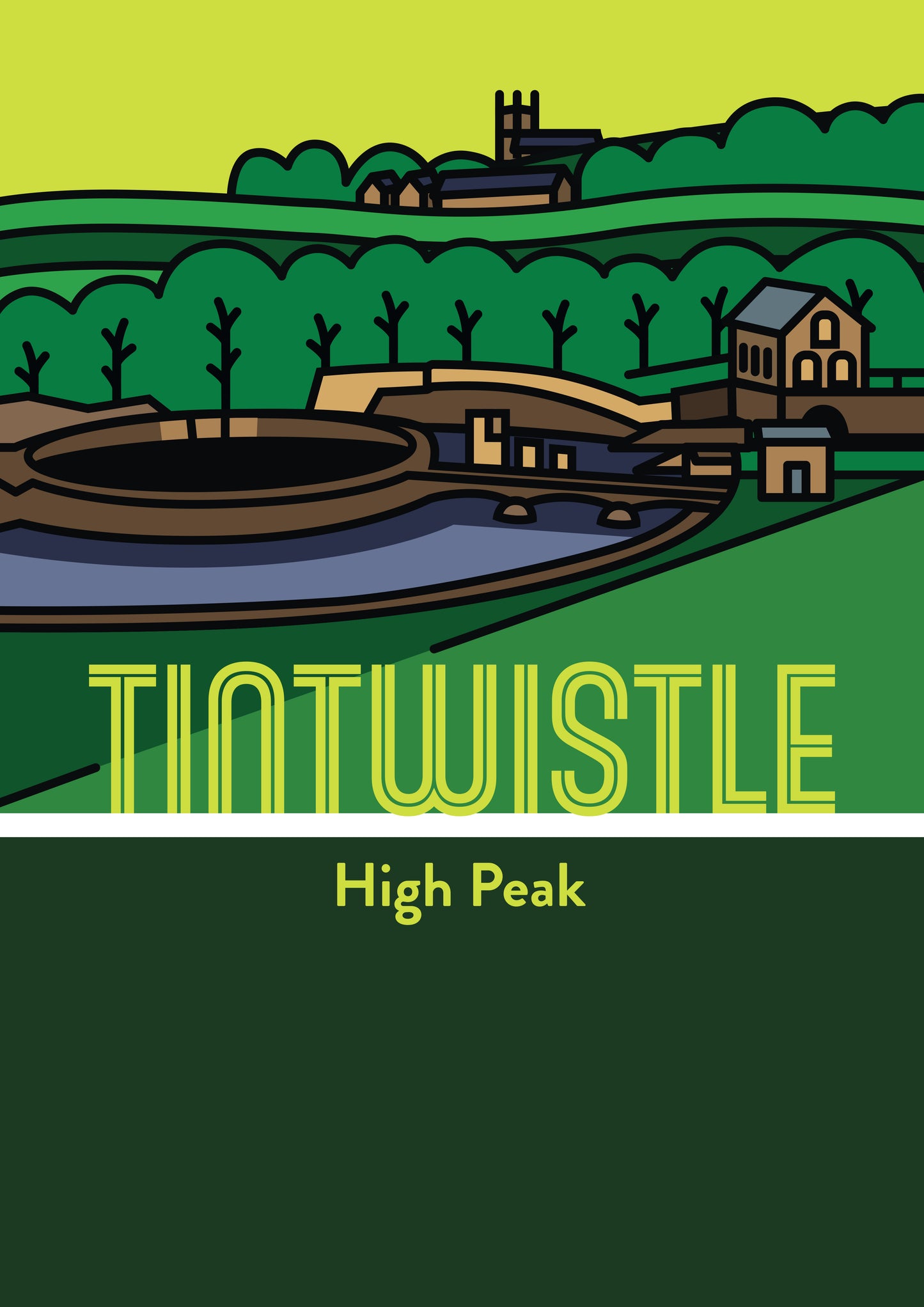 Tintwistle High Peak Art Print | Illustrated Travel Poster