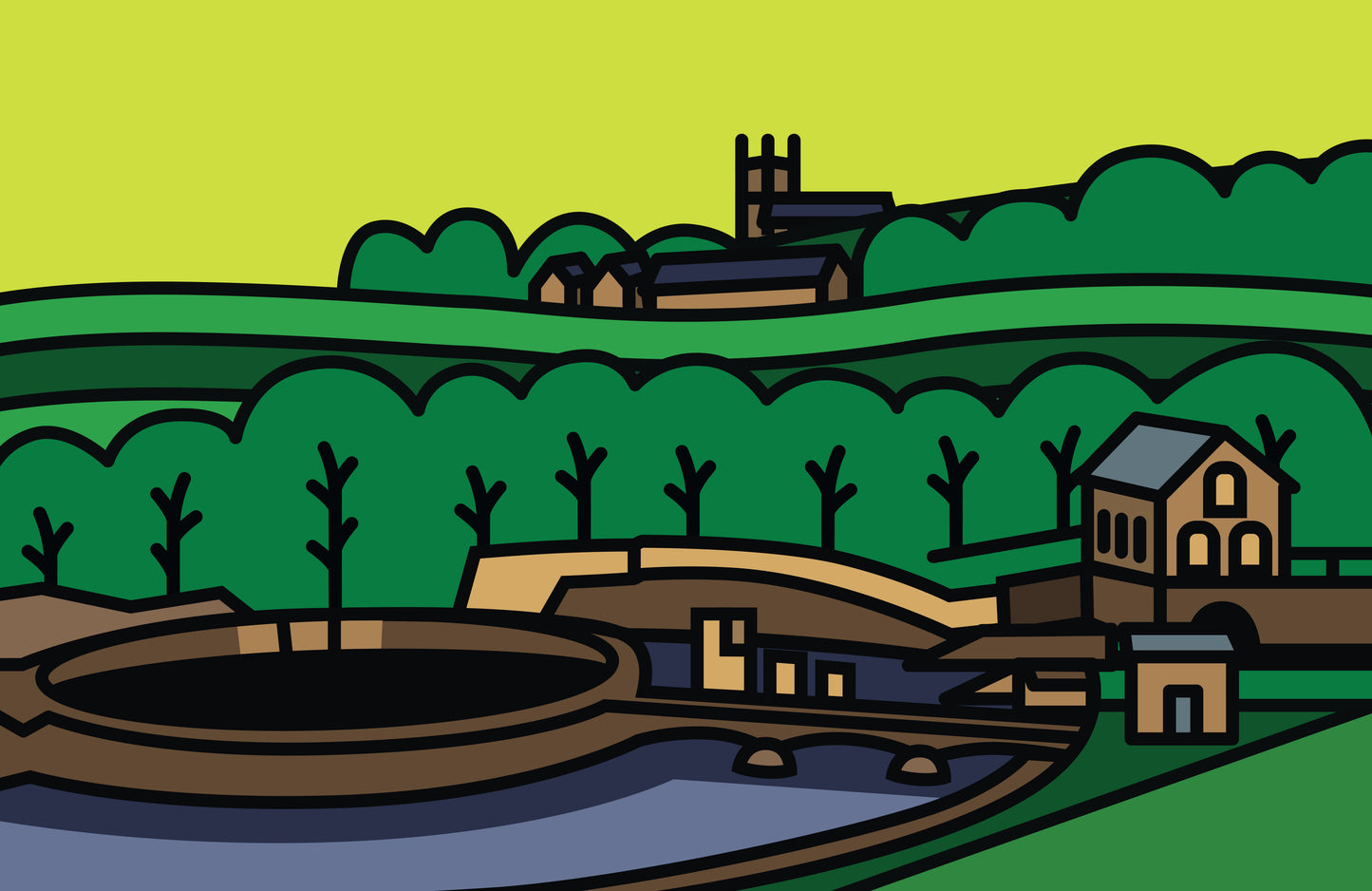Tintwistle High Peak Art Print | Illustrated Travel Poster