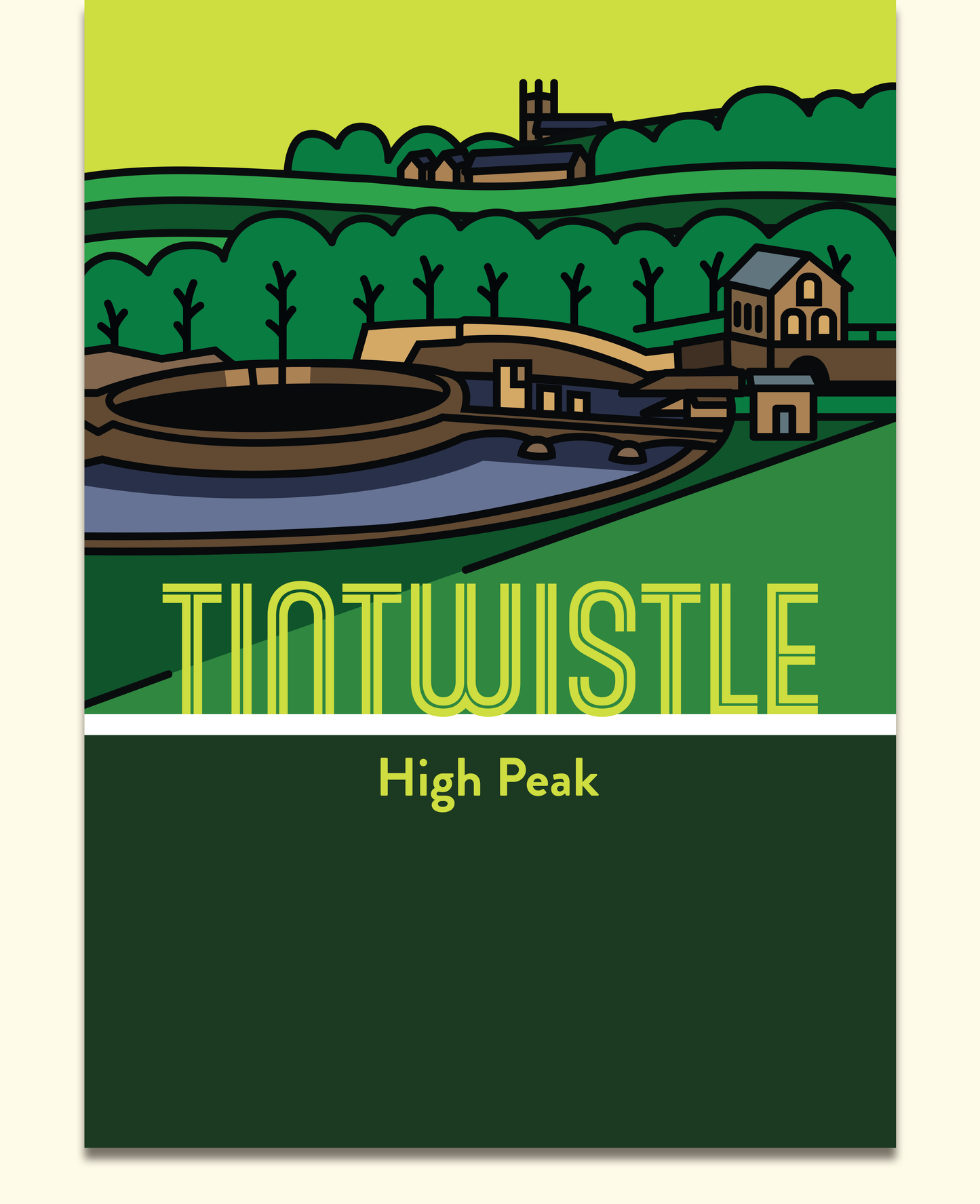 Tintwistle High Peak Art Print | Illustrated Travel Poster